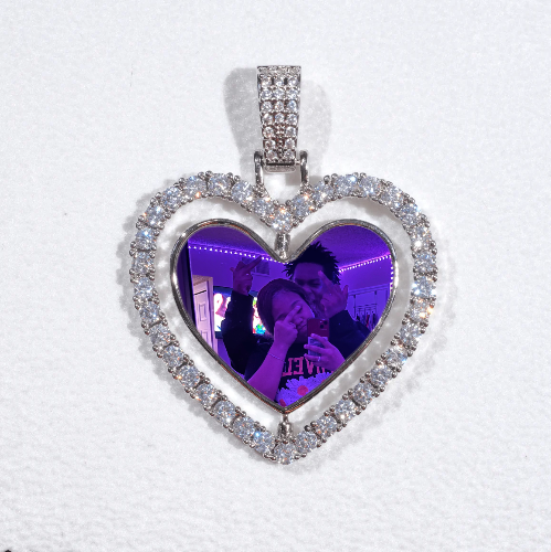 3D Spinning 2-Faced Heart Custom Picture Pendant