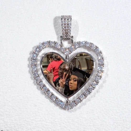 3D Spinning 2-Faced Heart Custom Picture Pendant
