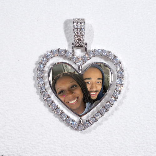 3D Spinning 2-Faced Heart Custom Picture Pendant