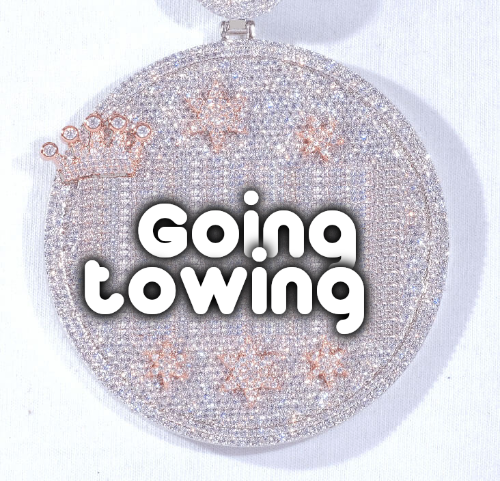 CUSTOM LETTER NECKLACE 3D BIG CROWN DISC