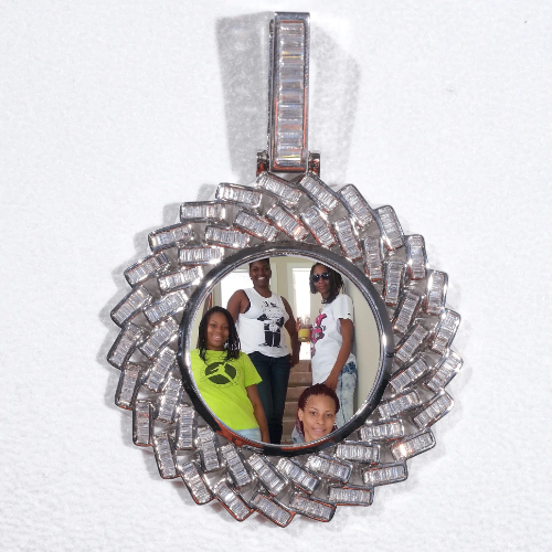 Large 3D Baguette Custom Picture Pendant