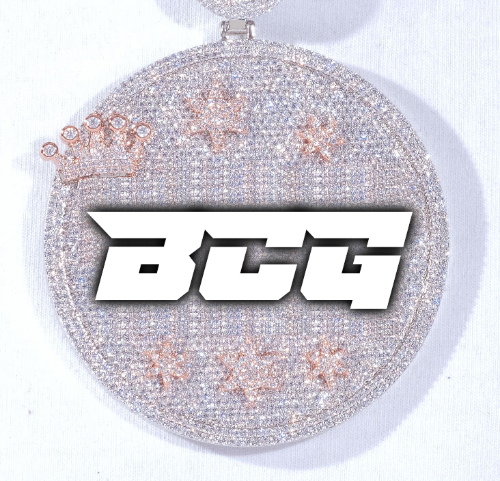 CUSTOM LETTER NECKLACE 3D BIG CROWN DISC