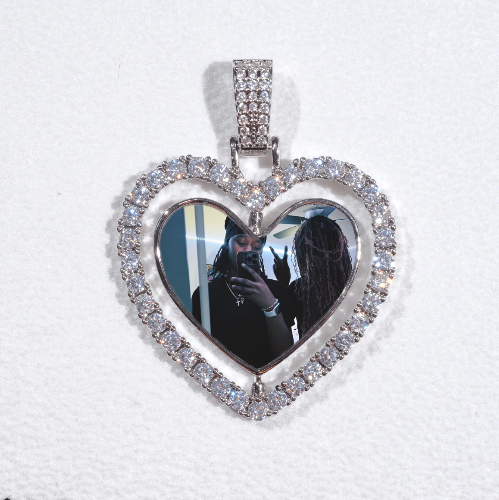 3D Spinning 2-Faced Heart Custom Picture Pendant