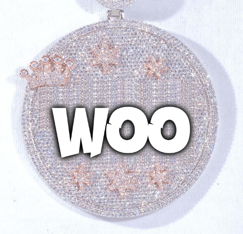 CUSTOM LETTER NECKLACE 3D BIG CROWN DISC