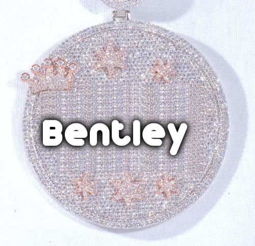 CUSTOM LETTER NECKLACE 3D BIG CROWN DISC