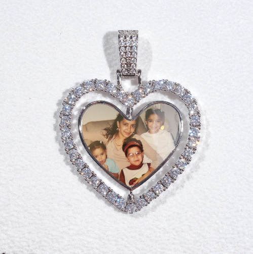 3D Spinning 2-Faced Heart Custom Picture Pendant