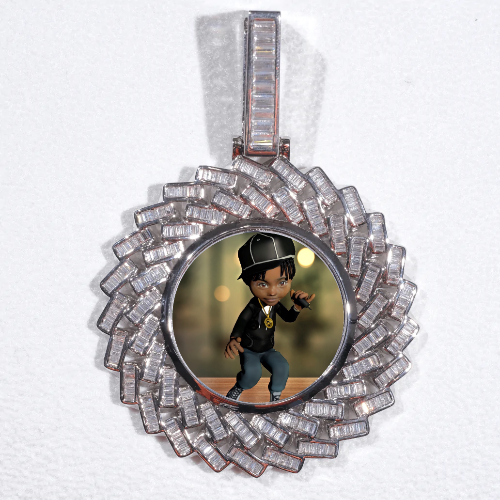 Large 3D Baguette Custom Picture Pendant