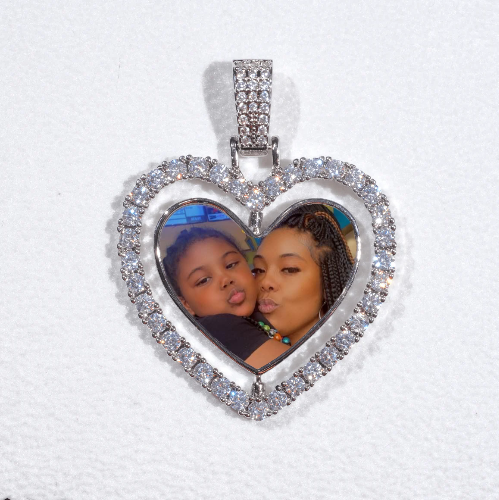 3D Spinning 2-Faced Heart Custom Picture Pendant