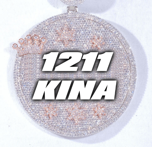 CUSTOM LETTER NECKLACE 3D BIG CROWN DISC