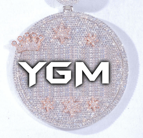 CUSTOM LETTER NECKLACE 3D BIG CROWN DISC