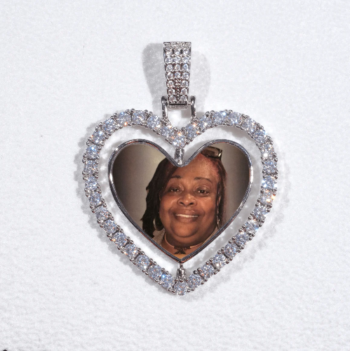 3D Spinning 2-Faced Heart Custom Picture Pendant