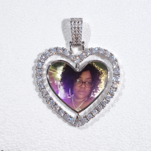 3D Spinning 2-Faced Heart Custom Picture Pendant
