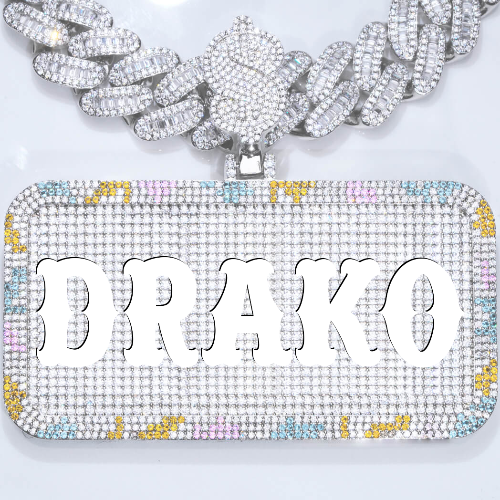 CUSTOM LETTER NECKLACE 3D COLORFUL SQUARE
