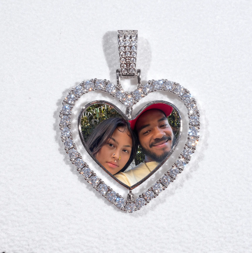 3D Spinning 2-Faced Heart Custom Picture Pendant