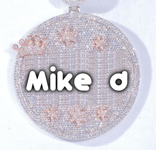 CUSTOM LETTER NECKLACE 3D BIG CROWN DISC