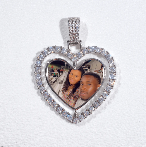 3D Spinning 2-Faced Heart Custom Picture Pendant