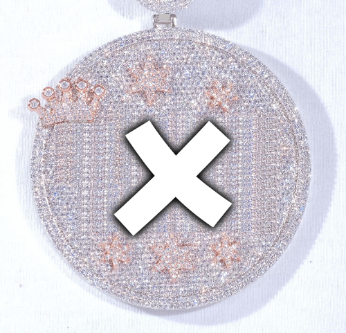 CUSTOM LETTER NECKLACE 3D BIG CROWN DISC