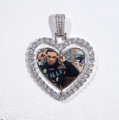 3D Spinning 2-Faced Heart Custom Picture Pendant