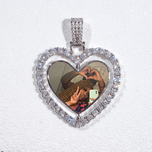 3D Spinning 2-Faced Heart Custom Picture Pendant