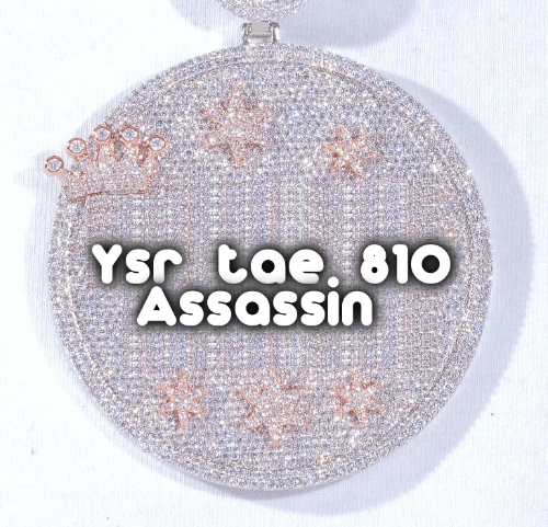 CUSTOM LETTER NECKLACE 3D BIG CROWN DISC
