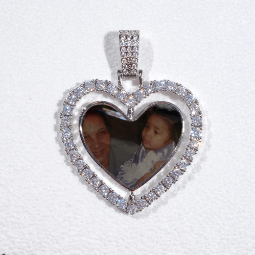 3D Spinning 2-Faced Heart Custom Picture Pendant