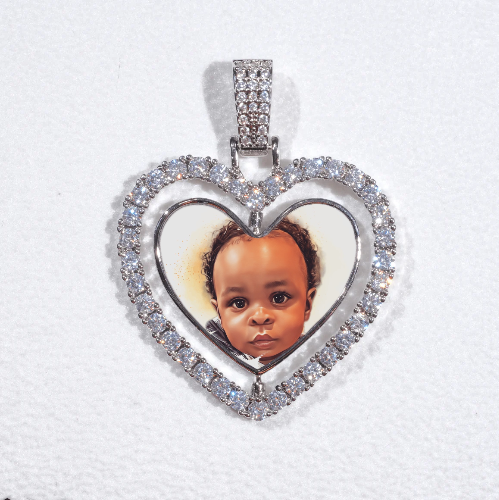 3D Spinning 2-Faced Heart Custom Picture Pendant