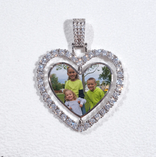 3D Spinning 2-Faced Heart Custom Picture Pendant