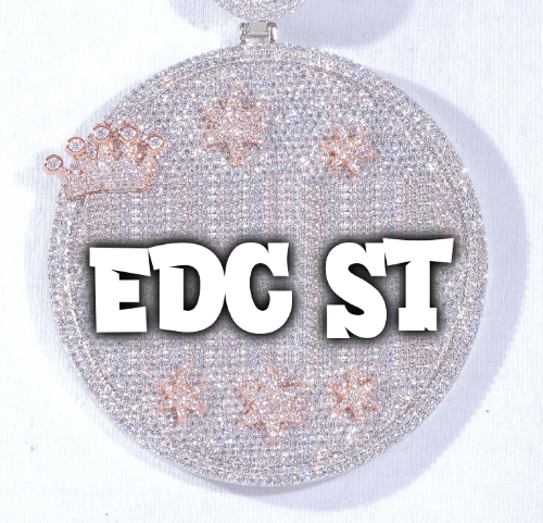 CUSTOM LETTER NECKLACE 3D BIG CROWN DISC
