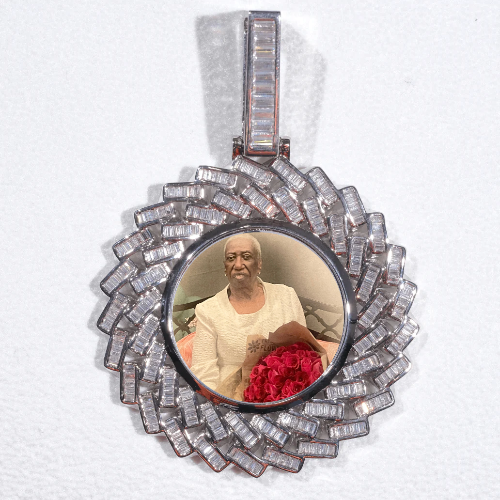 Large 3D Baguette Custom Picture Pendant