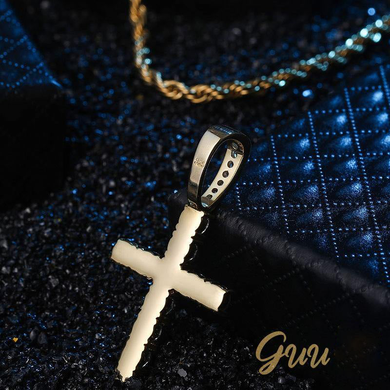 925 Sterling Silver Micro-inlay AAA CZ Cross Hip Hop Necklace - The GUU Shop