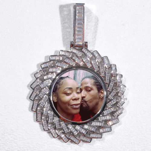 Large 3D Baguette Custom Picture Pendant