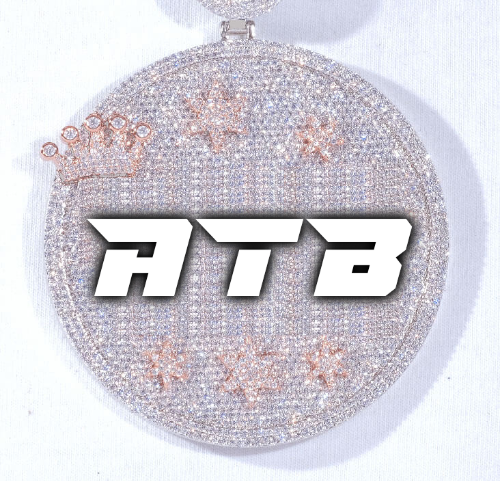 CUSTOM LETTER NECKLACE 3D BIG CROWN DISC