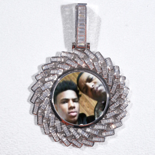 Large 3D Baguette Custom Picture Pendant
