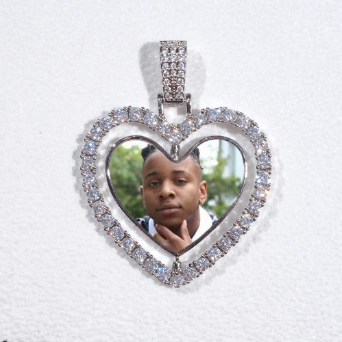 3D Spinning 2-Faced Heart Custom Picture Pendant