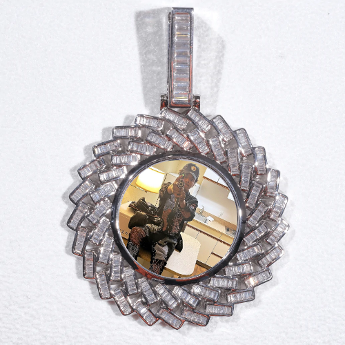 Large 3D Baguette Custom Picture Pendant