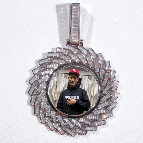 Large 3D Baguette Custom Picture Pendant