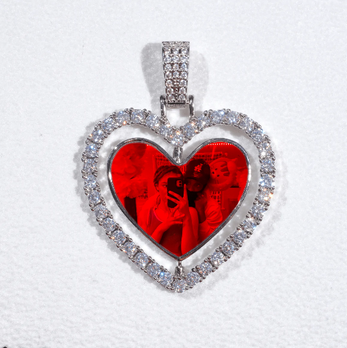 3D Spinning 2-Faced Heart Custom Picture Pendant