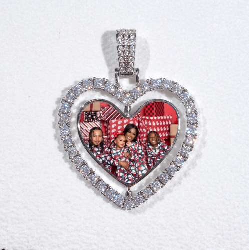 3D Spinning 2-Faced Heart Custom Picture Pendant