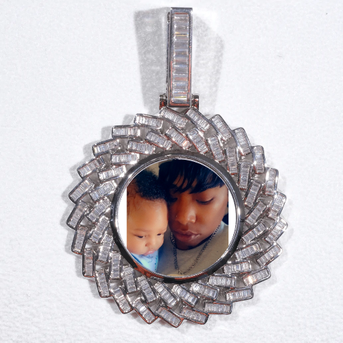 Large 3D Baguette Custom Picture Pendant