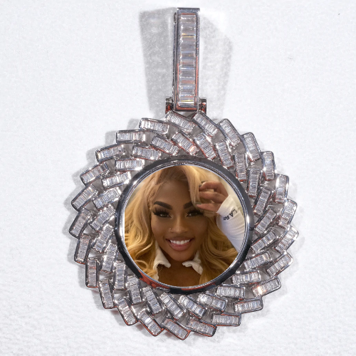 Large 3D Baguette Custom Picture Pendant