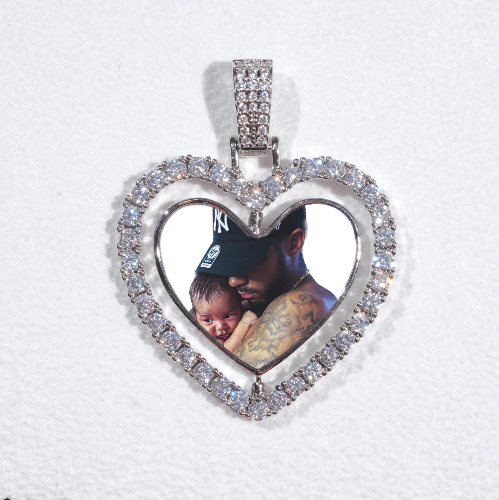 3D Spinning 2-Faced Heart Custom Picture Pendant