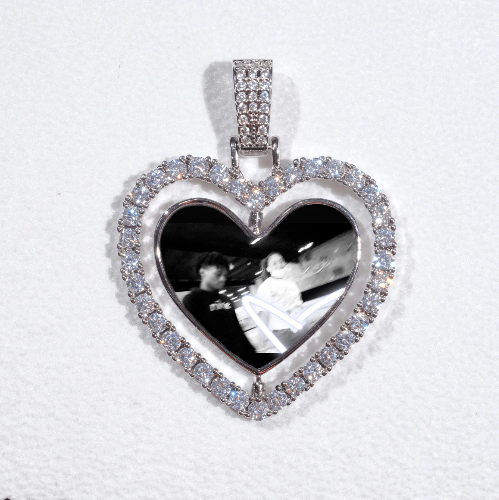3D Spinning 2-Faced Heart Custom Picture Pendant