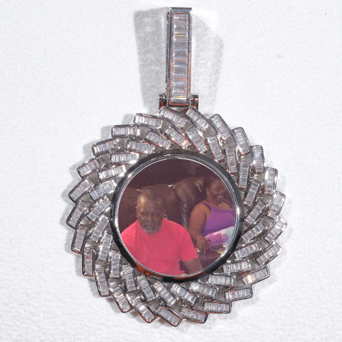 Large 3D Baguette Custom Picture Pendant