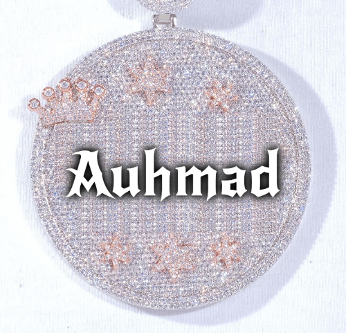 CUSTOM LETTER NECKLACE 3D BIG CROWN DISC