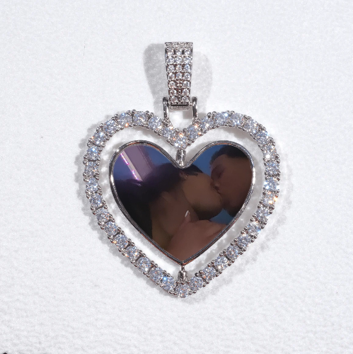 3D Spinning 2-Faced Heart Custom Picture Pendant