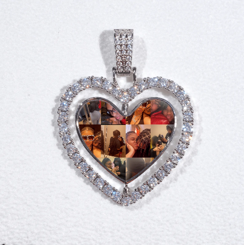 3D Spinning 2-Faced Heart Custom Picture Pendant