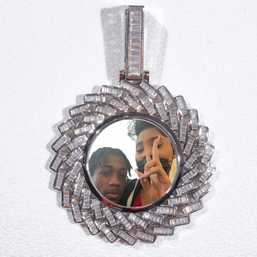 Large 3D Baguette Custom Picture Pendant