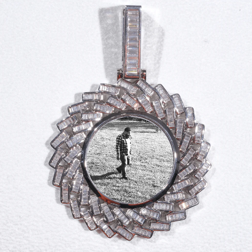 Large 3D Baguette Custom Picture Pendant