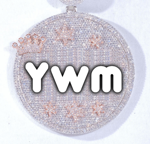 CUSTOM LETTER NECKLACE 3D BIG CROWN DISC
