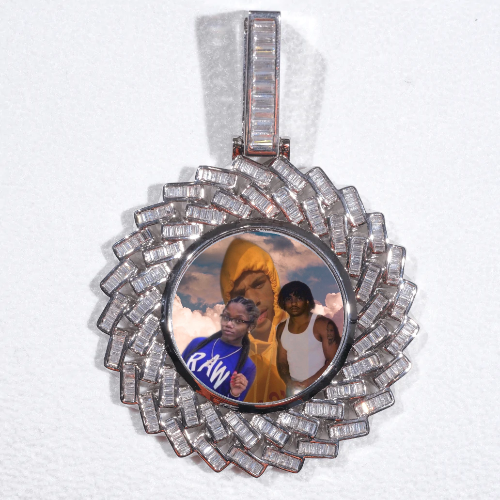 Large 3D Baguette Custom Picture Pendant